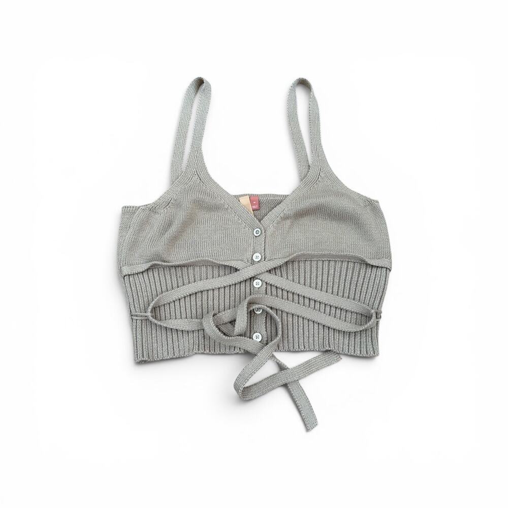 Pilcro Anthropologie Sweatheart Cropped Sweater Tank Top Taupe Size M
